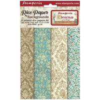 Stamperia Rice Paper A6 Backgrounds - Christmas Greetings 8pk