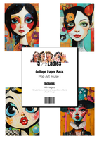 5 Crazy Ladies Collage Paper - Pop Art Muse 1