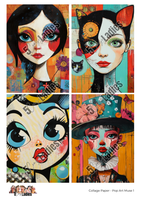 5 Crazy Ladies Collage Paper - Pop Art Muse 1