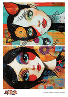5 Crazy Ladies Collage Paper - Pop Art Muse 1