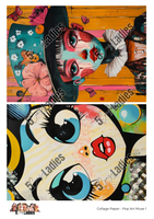 5 Crazy Ladies Collage Paper - Pop Art Muse 1
