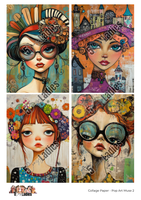 5 Crazy Ladies Collage Paper - Pop Art Muse 2