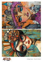 5 Crazy Ladies Collage Paper - Pop Art Muse 2