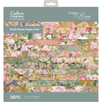 Crafter's Companion 12" Paper Pad - Vintage Rose Collection