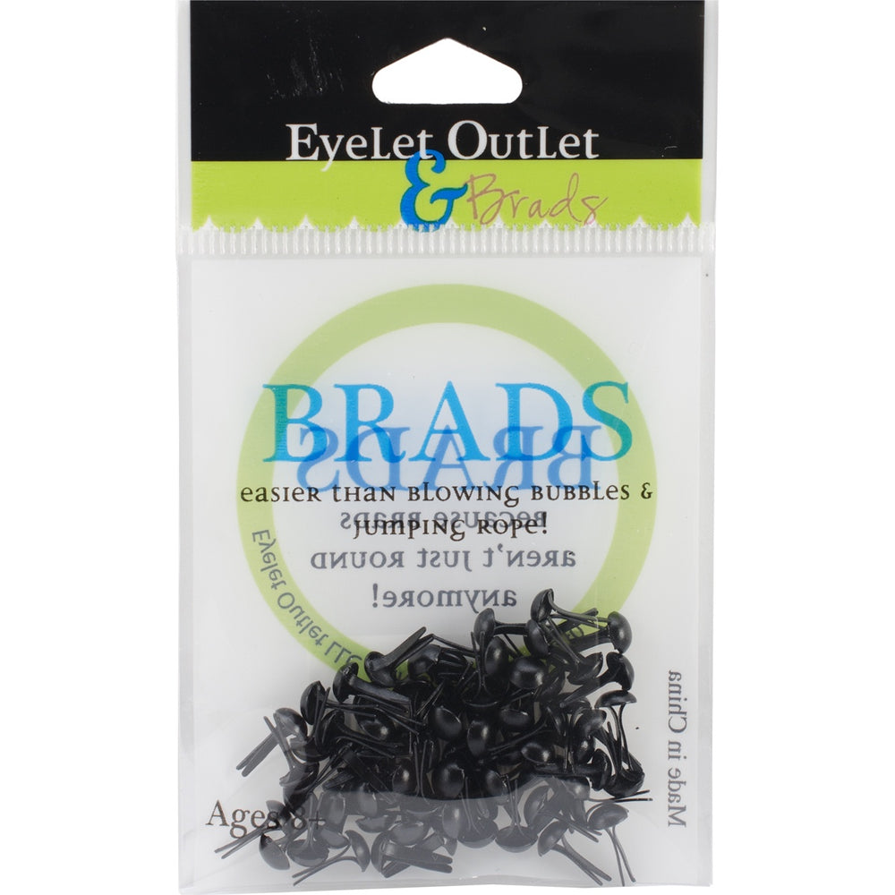 Eyelet Outlet Round Brads 4mm 70/Pkg - Black