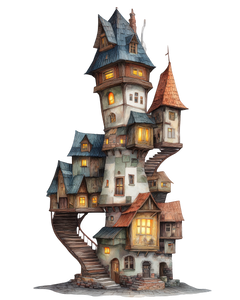 5 Crazy Ladies Stickers - Quirky Houses