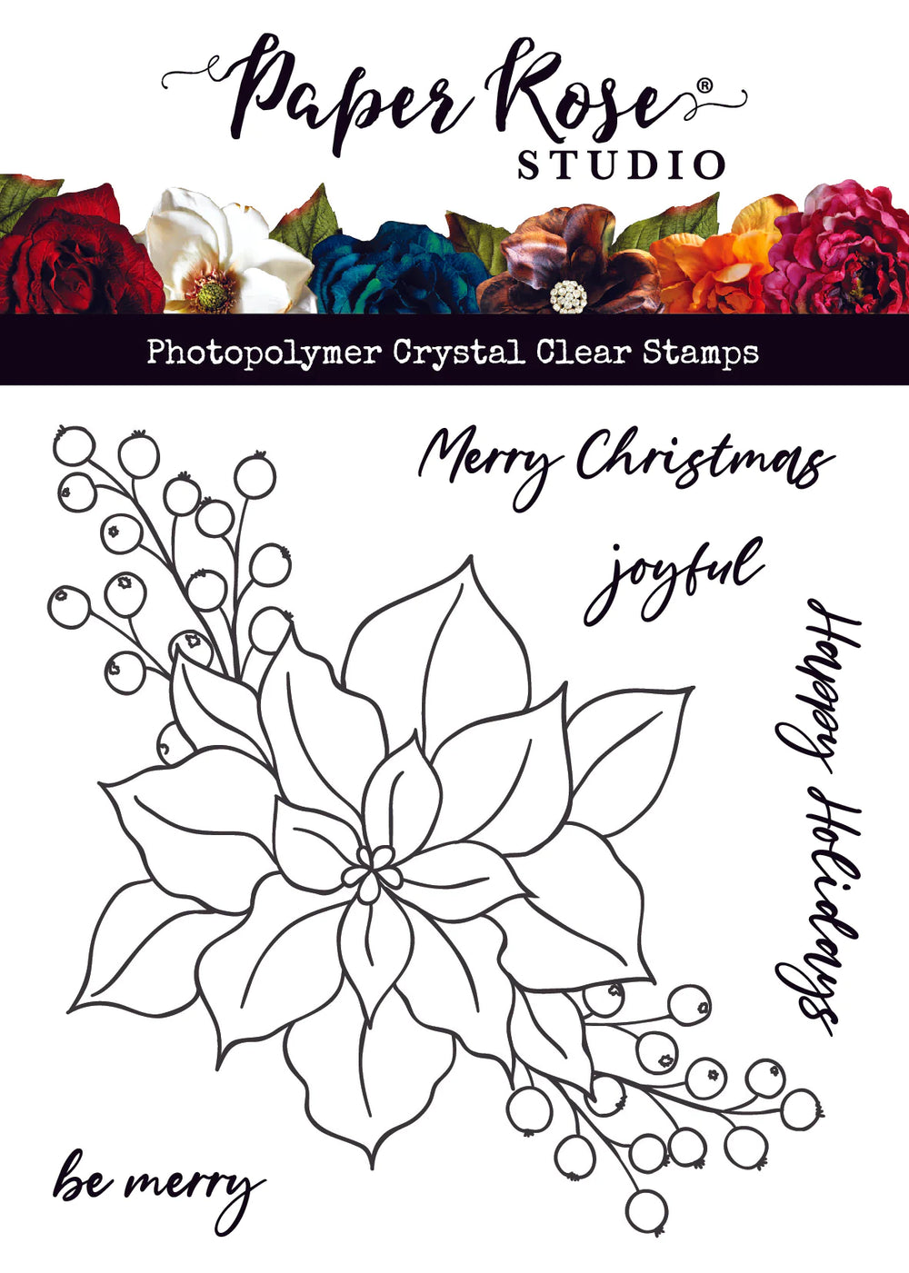 Paper Rose Stamp Set - Christmas Poinsettia