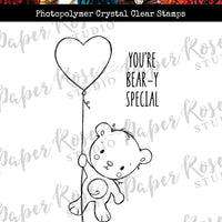 Paper Rose Stamp - Valentine Bear