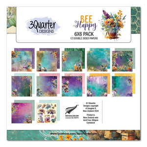 3 Quarter Designs Paper Pack 6" x 6" - Bee Happy