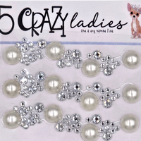 5 Crazy Ladies Bling  - 3 Strand Pearl & Rhinestones