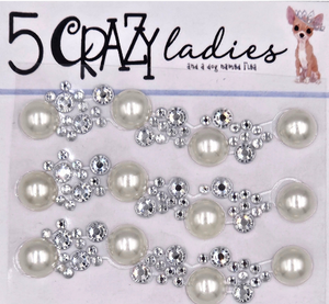 5 Crazy Ladies Bling  - 3 Strand Pearl & Rhinestones