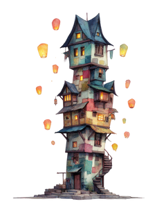 5 Crazy Ladies Stickers - Quirky Houses