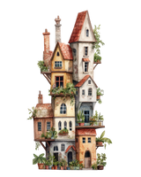 5 Crazy Ladies Stickers - Quirky Houses
