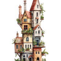5 Crazy Ladies Stickers - Quirky Houses