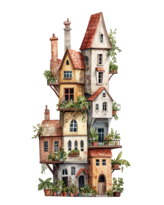 5 Crazy Ladies Stickers - Quirky Houses
