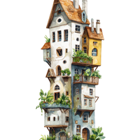 5 Crazy Ladies Stickers - Quirky Houses