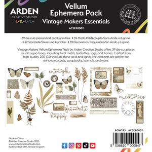 Arden Ephemera Pack - Vintage Maker (Vellum)
