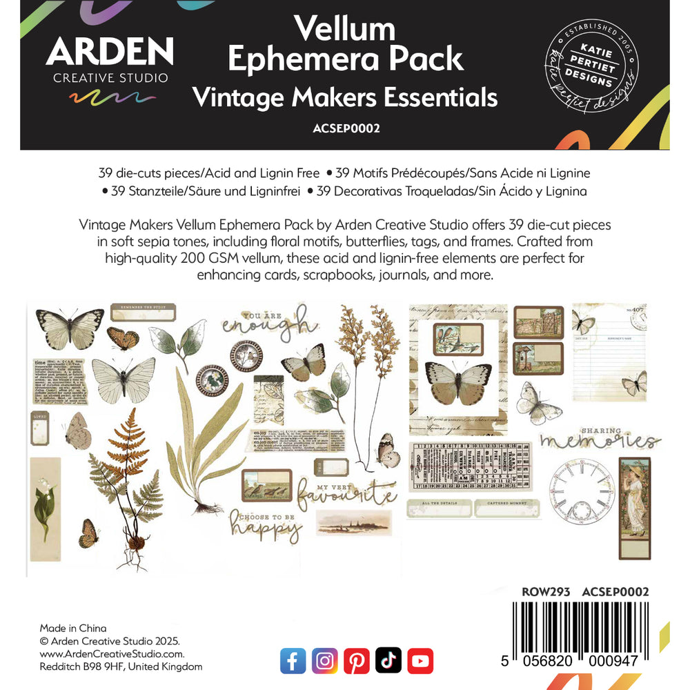 Arden Ephemera Pack - Vintage Maker (Vellum)