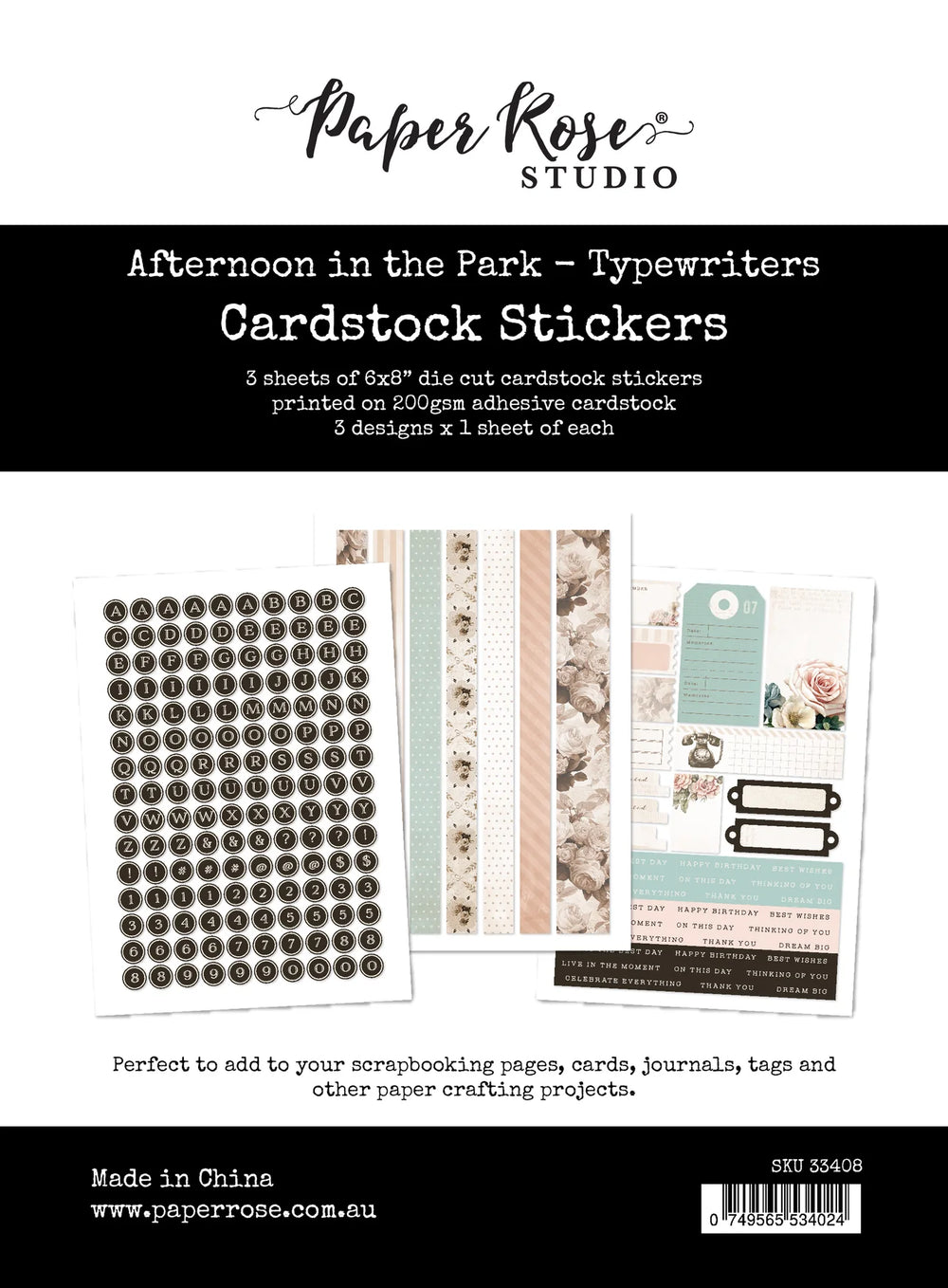 Paper Rose 6x8 Cardstock Sticker Pack - Afternoon in the Park