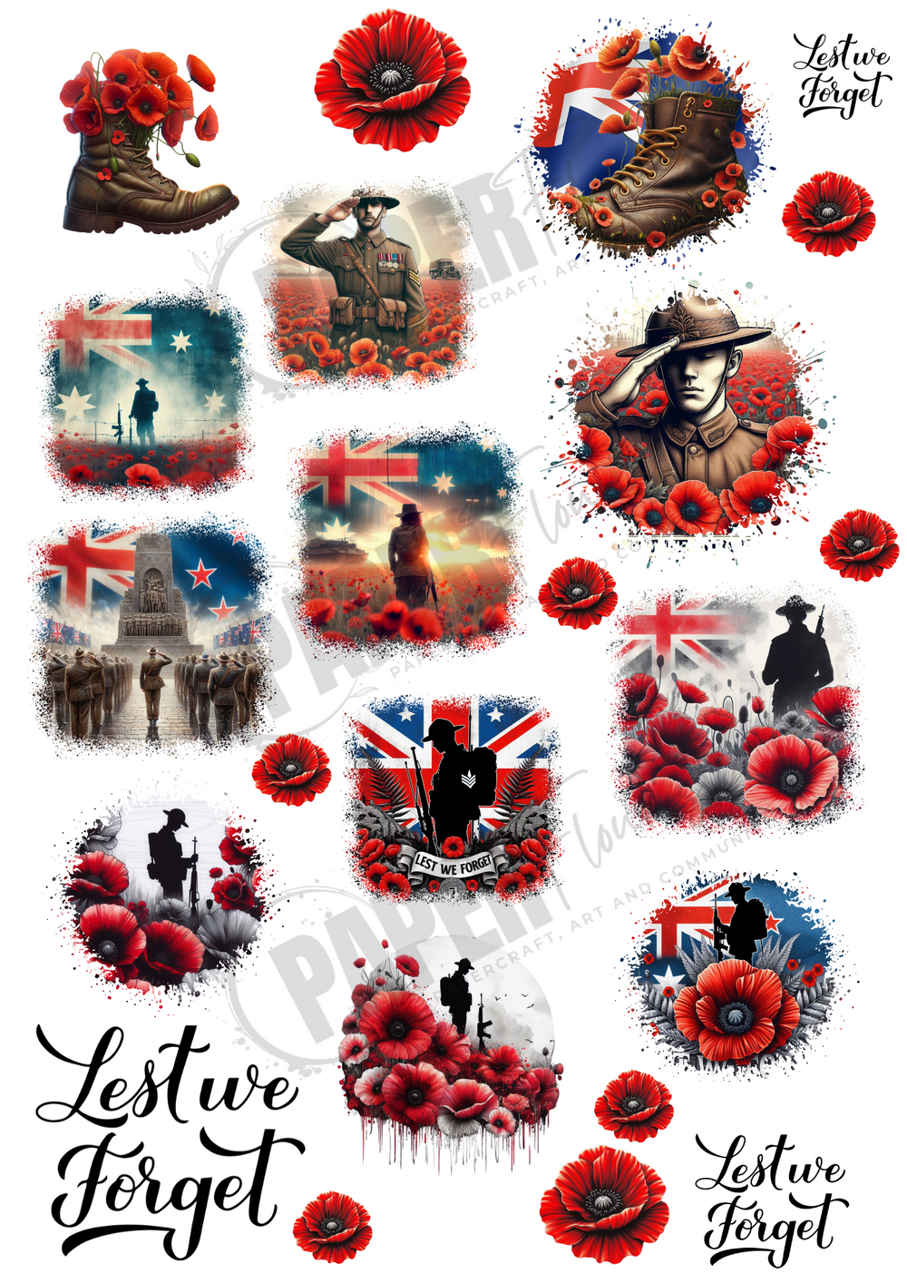 5 Crazy Ladies Die Cut Sheet - Anzac Lest We Forget