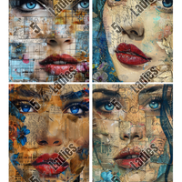 5 Crazy Ladies Collage Paper - Blue Eyed Beauty