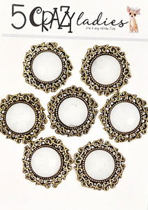 5 Crazy Ladies Bling - Brass Circle with White Centre