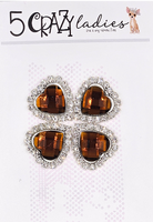 5 Crazy Ladies Bling - Heart Shaped Rhinestone Pack
