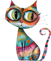 5 Crazy Ladies Stickers - Collage Cats
