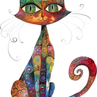 5 Crazy Ladies Stickers - Collage Cats