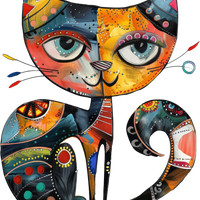 5 Crazy Ladies Stickers - Collage Cats