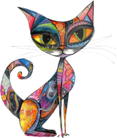 5 Crazy Ladies Stickers - Collage Cats
