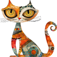 5 Crazy Ladies Stickers - Collage Cats