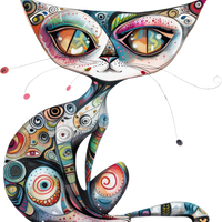 5 Crazy Ladies Stickers - Collage Cats