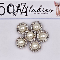 5 Crazy Ladies Bling - Circle Rhinestone, AB, Pearl 6pcs