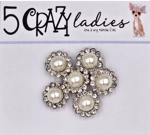 5 Crazy Ladies Bling - Circle Rhinestone, AB, Pearl 6pcs