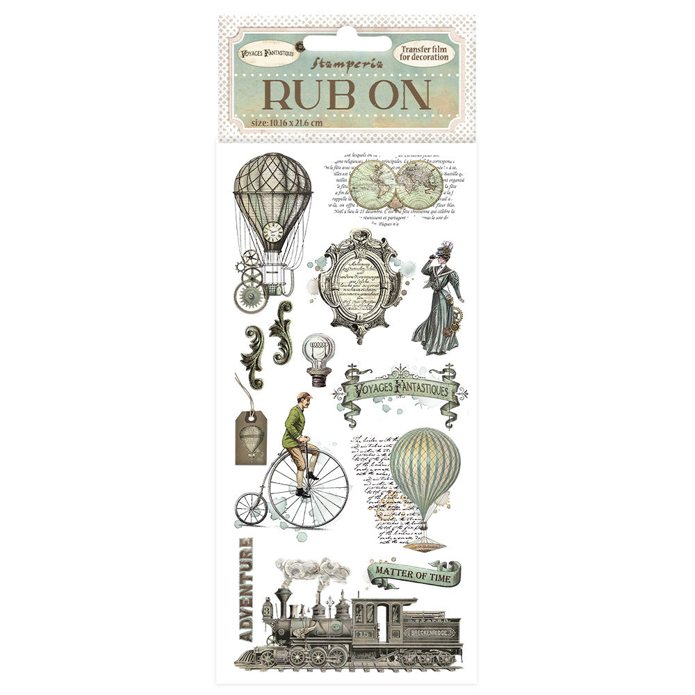 Stamperia Rub-on cm 10,16x21,6 - Voyages Fantastiques balloons