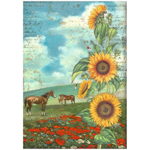 Stamperia Rice Paper - Sunflower Art & Horses