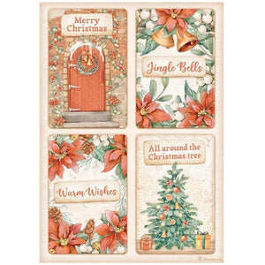 Stamperia Rice Paper - All Around Christmas: 4 Cards