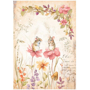 Stamperia Rice Paper - Woodland: Mice and Flowers