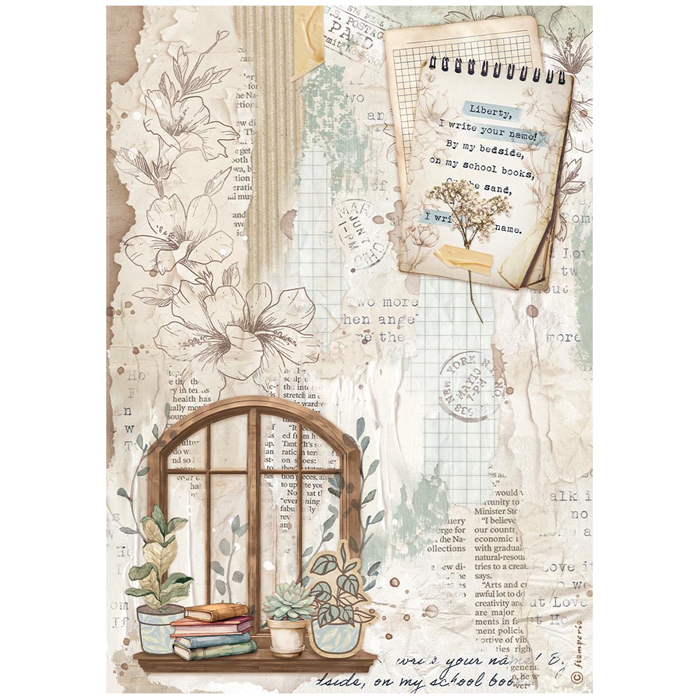Stamperia A4 Rice Paper - Create Happiness Secret Diary - Window