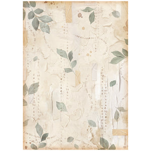 Stamperia A4 Rice Paper - Create Happiness Secret Diary - Leaves