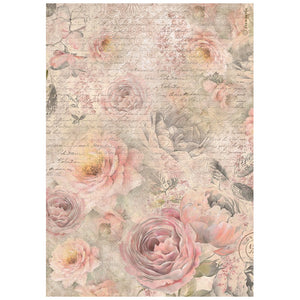 Stamperia A4 Rice Paper - Shabby Rose - Roses Pattern