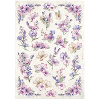 Stamperis A4 Rice Paper - Lavender - Flower Pattern