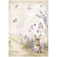 Stamperis A4 Rice Paper - Lavender - Bunny