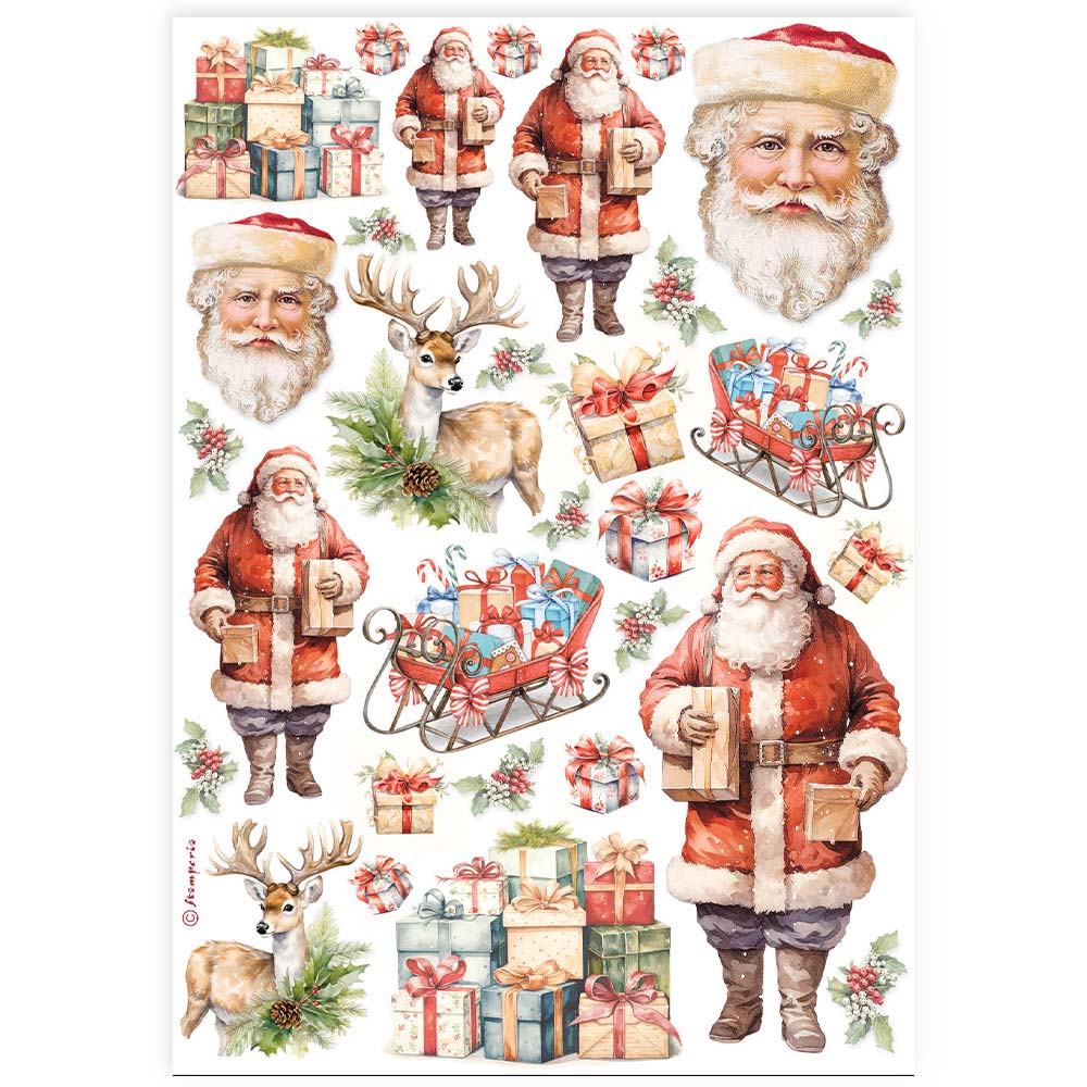 Stamperia A4 Rice Paper - Classic Christmas - Santa Claus