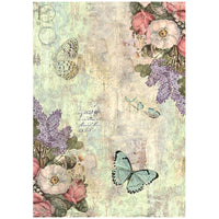 Stamperia A4 Rice Paper - Wonderland - Flowers and Butterflies