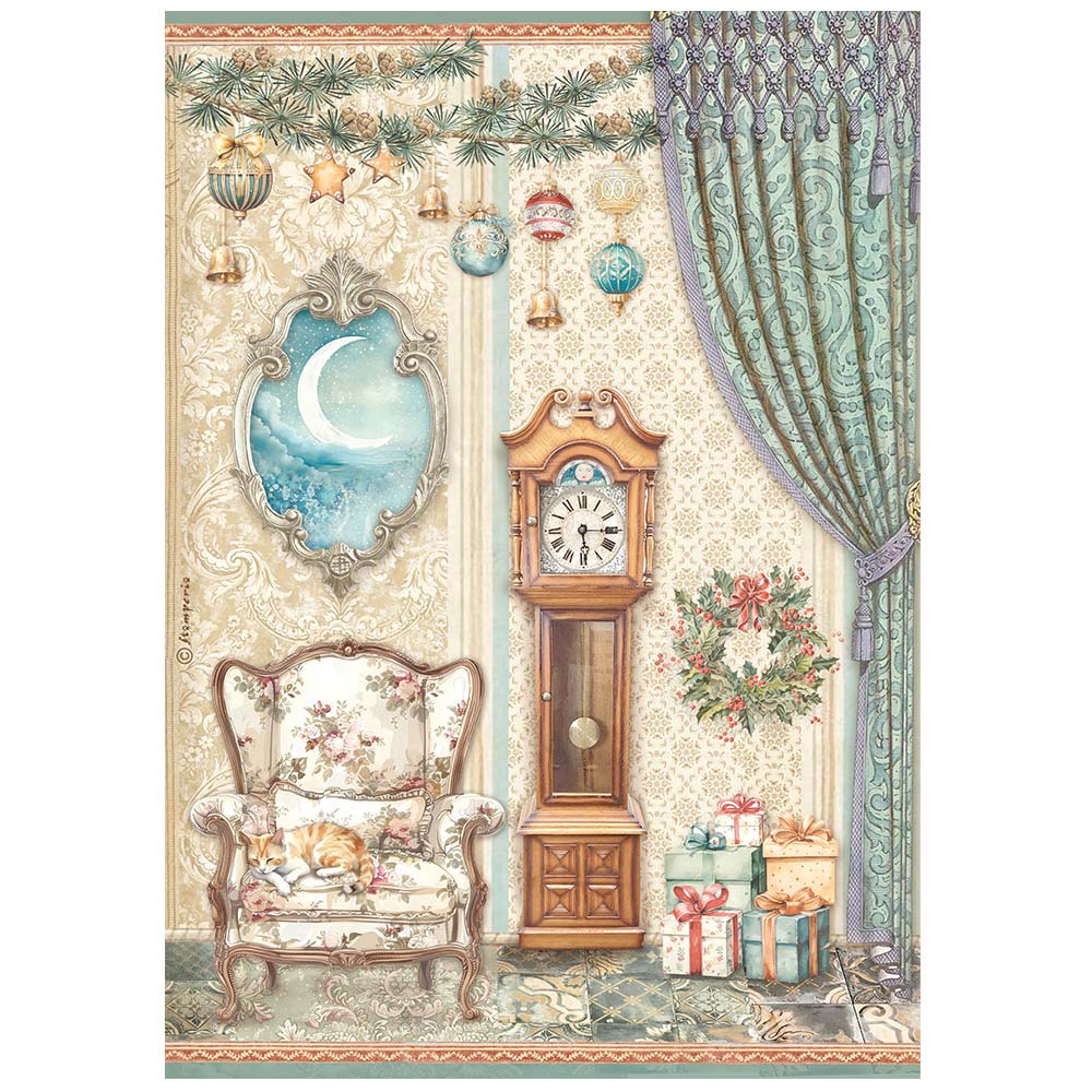 Stamperia A4 Rice Paper - The Nutcracker - Pendulum Clock and Chair