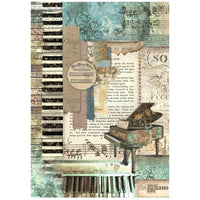 Stamperia A4 Rice Paper - Music - Piano