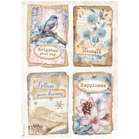 Stamperia A4 Rice Paper - Dewdrops - 4 Cards