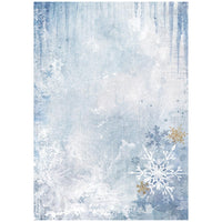 Stamperia A4 Rice Paper - Dewdrops - Blue Snowflakes